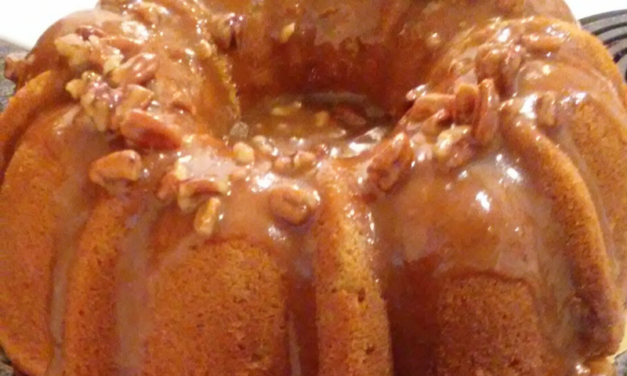 Sweet Potato Sour Cream Pound Cake with Maple Pecan Praline Sauce by Kenny Gnatt